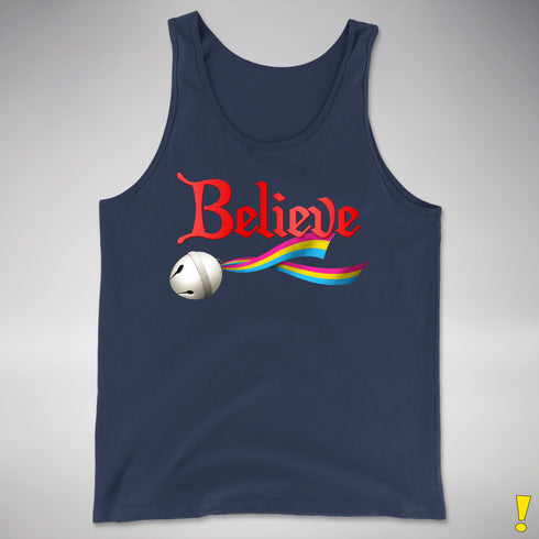 Believe Pansexual Pride Jingle Bell Premium Tank Top - Navy
